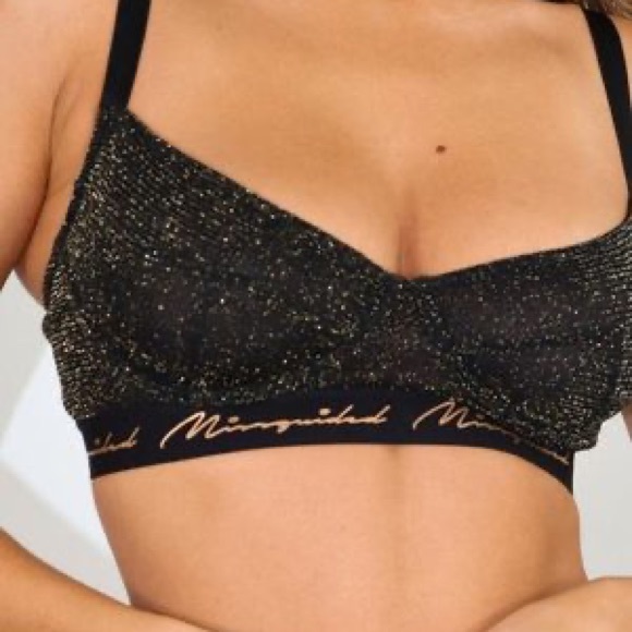 MISSGUIDED black glitter disco bra - Picture 2 of 7
